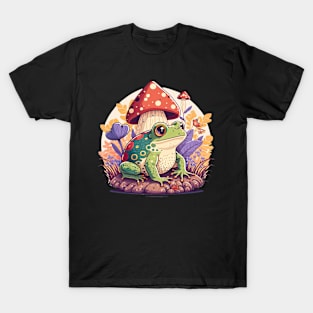 Cottagecore aesthetic frog on Mushroom T-Shirt